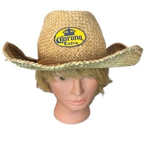 Corona Extra Beer Cowboy Girl Charlie Western Straw Beach Sun Hat One Size Patch